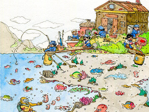 不打稿画画|海岛夏日