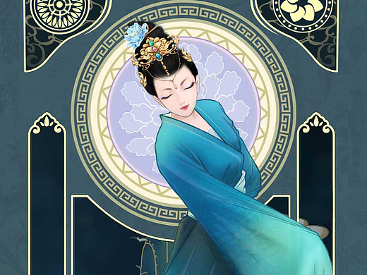 华为主题古风青绿芳华