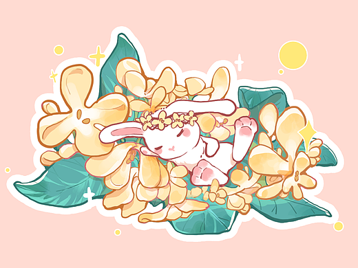 中秋兔兔插画练习