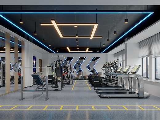 现代活动室工装效果图