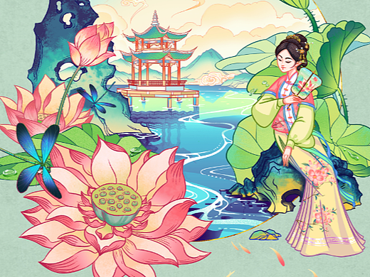 夏至国风插画练习