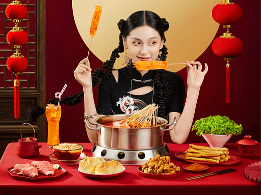 美食摄影/国潮风豆皮涮牛肚火锅