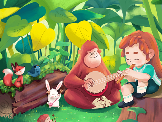 森林音樂會（個人主頁-ZNjQwODAxNTY=） - 商業(yè)插畫 - 站酷設(shè)計師林稀花原創(chuàng)素材 - 站酷ZCOOL