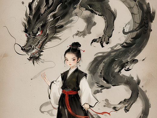 水墨舞龙