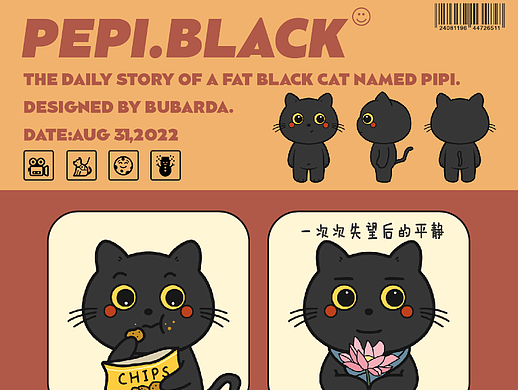 IP设计-皮皮小黑猫表情包4