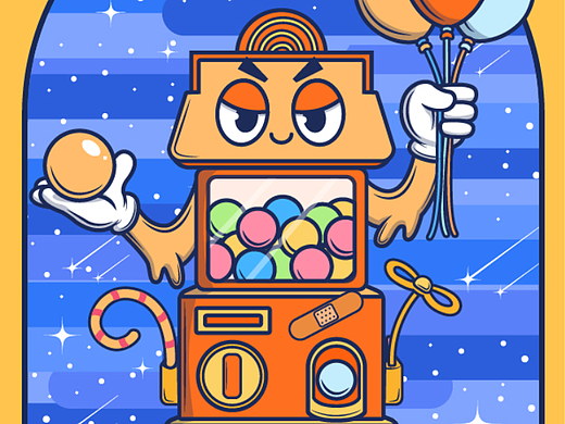 节日插画 六一儿童节 扭蛋机