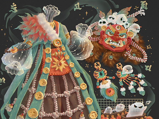 服饰插画-民族风巫女服饰