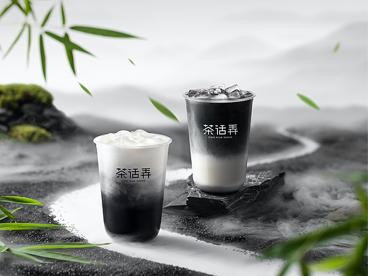 新中式水墨茶饮-茶话弄水墨云椰