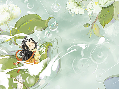 原创国风插画|二十四节气•雨水|梨花🍐