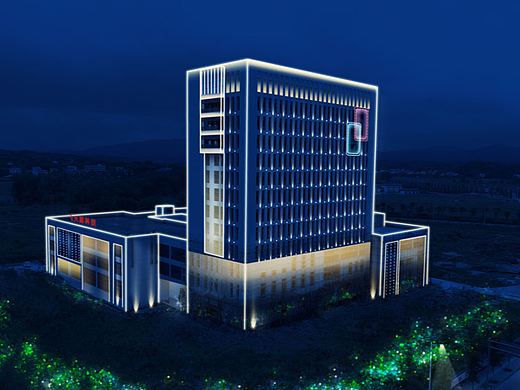 平江县机关单位夜景亮化效果图展示