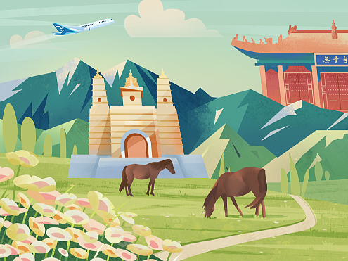 机票城市主题设计-呼和浩特