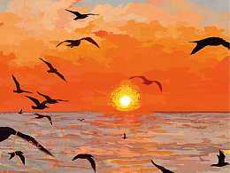飛鳥與夕陽