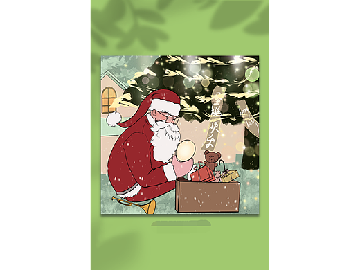 原创手绘圣诞节插画