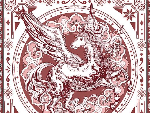 山海经神兽-天马版画