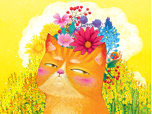 大黄猫插画 根据一幅猫插画延伸出另外一幅猫插画