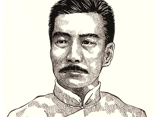 民国人物手绘插画