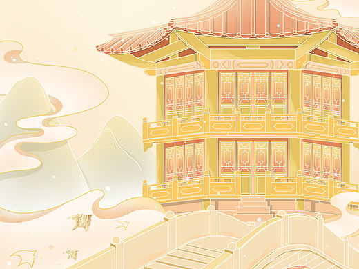 国风插画建筑 上色练习