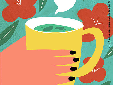 早上一杯茶，生活很狗屎（個(gè)人主頁-ZNDUyODEyOTI=） - 新銳潮流插畫 - 站酷設(shè)計(jì)師iimonPark11原創(chuàng)素材 - 站酷ZCOOL