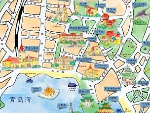 青岛手绘旅游地图