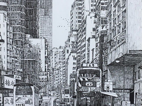 香港    钢笔画