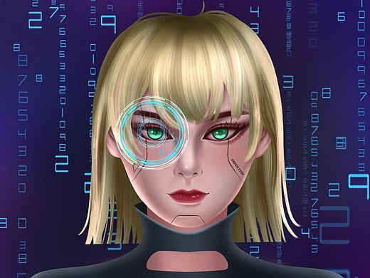 赛博朋克科技感女生头像NFT数字藏品