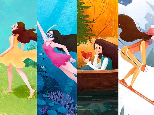 春夏秋冬（个人主页-ZNTM1ODk2Njg=） - 商业插画 - 站酷设计师葉上原创素材 - 站酷ZCOOL