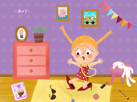 偷穿妈妈高跟鞋的女孩子