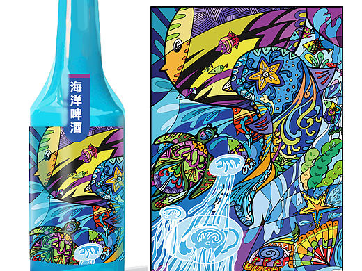 海洋插画及海洋啤酒设计