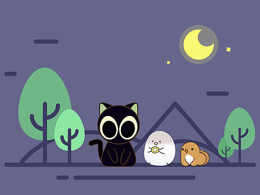 小黑在黑夜里遇见两小只!!!