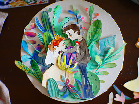 剪纸拼贴插画。送给我的刘先生。