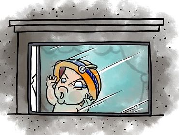 爱宝原创安全漫画006-雾霾篇（个人主页-ZMTQ0MTIxNDA=） - 单幅漫画 - 站酷设计师口袋里没有口袋原创素材 - 站酷ZCOOL