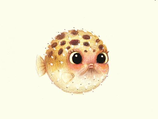第二组彩铅小插画~河豚，老鼠，麋鹿~喜欢就戳进来吧