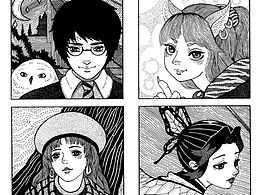 方形黑白插画杂图