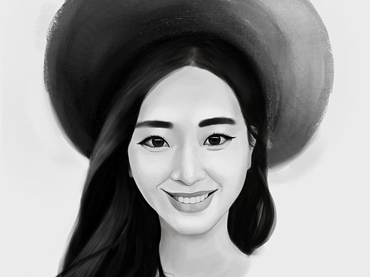 我的手绘学习过程,第七张手绘“黑白人像练习”