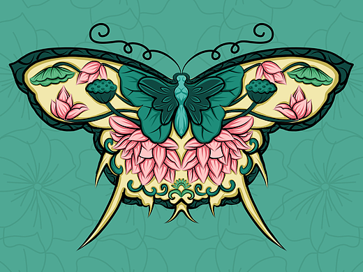 传统纹样图案蝴蝶纹样设计