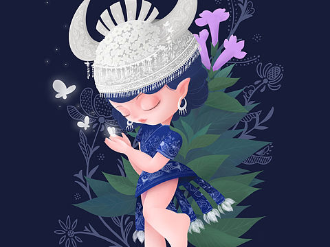 苗族女孩｜板蓝根精灵｜蜡染