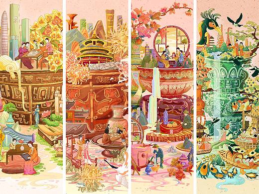 《器皿与城市—北京 广州 深圳 杭州》｜国潮插画