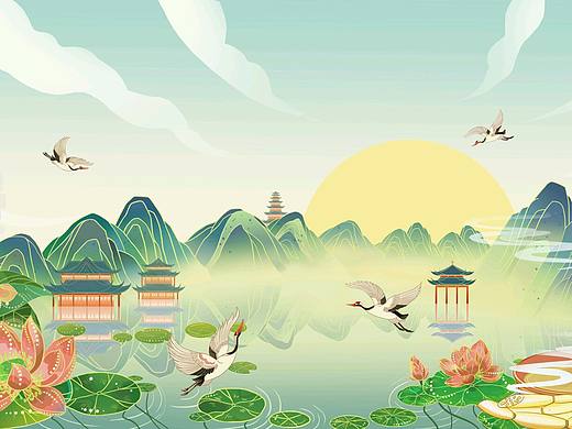 桂花藕粉商业插画