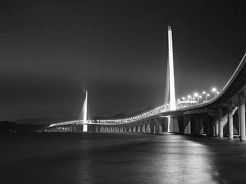 深圳湾的黑白灰