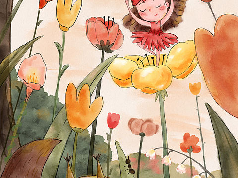 仰望花丛