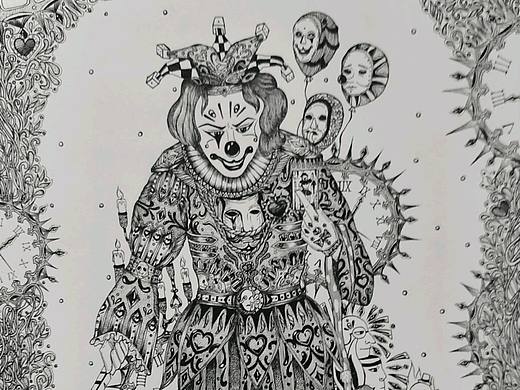 黑白插画《笑面人》