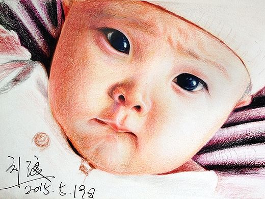 （彩铅画）外甥女的萌照