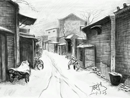 巷口雪景