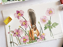 花卉与动物 春天里的小松鼠