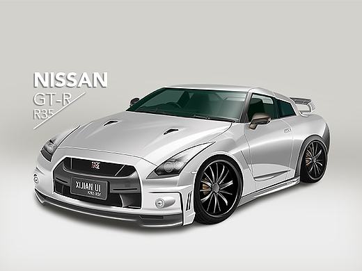 NISSAN GTR-超写实绘制