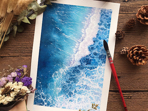 水彩海浪（2）（个人主页-ZNDQ0ODI2ODQ=） - 绘画 - 站酷设计师DreamSnow梦雪原创素材 - 站酷ZCOOL