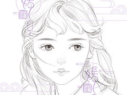 手绘少女头像线稿