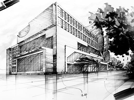 手绘建筑效果图