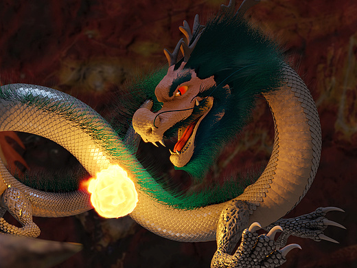 c4d火龙中国龙建模