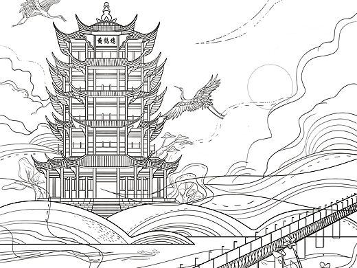 城市国风插画